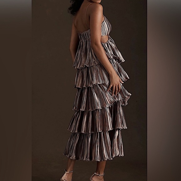 BHLDN Bronze Pleated MIDI Dress - Picture 2 of 4